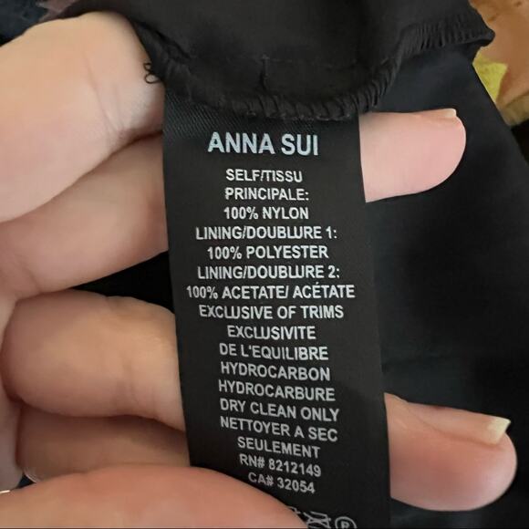 Anna Sui Black & Pink Pleated Lace Strapless Dress - Picture 9 of 9